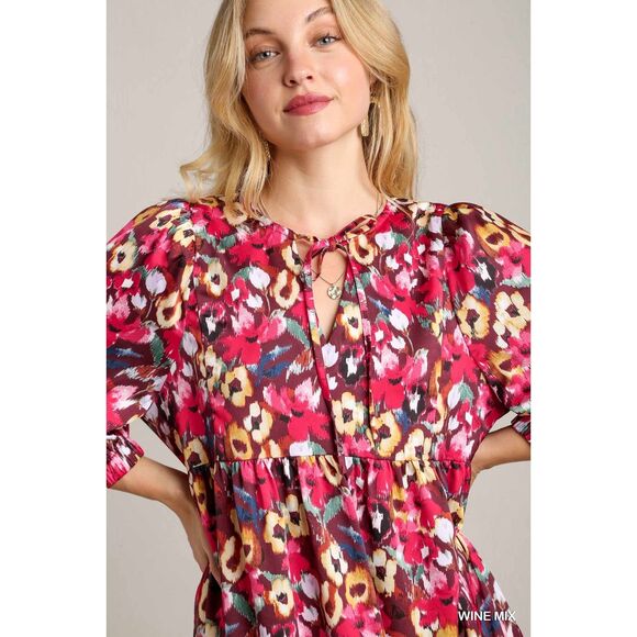 Umgee NWT Boutique Gypsy Boho Floral Impressionist Paint Dress S M L - Picture 6 of 10